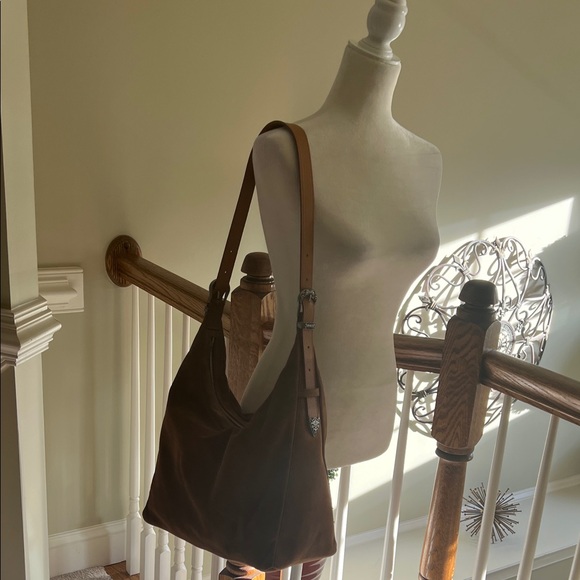 Sundance Camel/Saddle Suede Shoulder Slouch Bag, Western Boho Bag, NWT - Picture 2 of 16